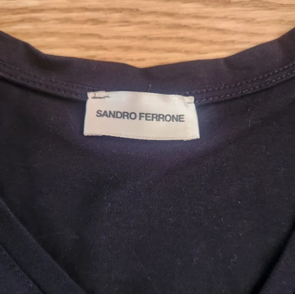 EUC Sandro Ferrone Black Lace Sleeve Women's Top, Size M - Picture 2 of 4